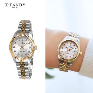[TANDY] 탠디 럭셔리 커플 메탈 손목시계 T-3909 여자 골드콤비