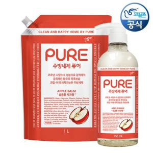 피죤 퓨어 주방세제 애플밤 750ml 용기+1L 리필