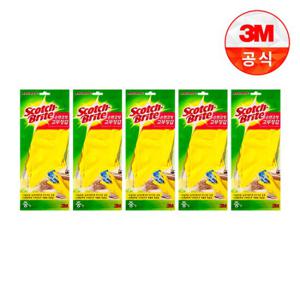 [3M]면코팅 노랑 긴 고무장갑 5개세트