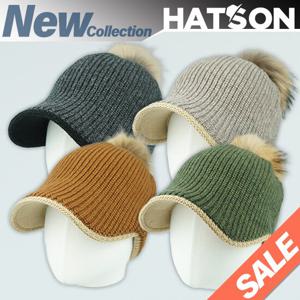 [햇츠온]HatsON 여성 겨울 털방울 니트 비니 캡 모자 H1-4102 AA