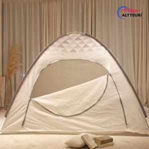알뜨리 트리플 원터치 난방 방한 보온 침대 텐트 그레이 더블
