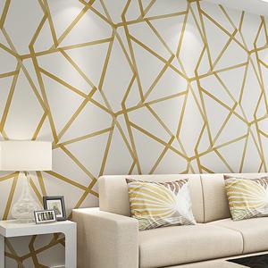 3D 기하학적 벽지 블루 베이지 벽 종이 현대 디자인 줄무늬 삼각형 패턴, 침실 거실 홈 장식