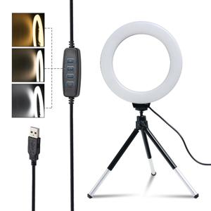 SH 16cm 삼각대 스탠드와 6 인치 링 라이트 Usb 충전 Selfie Led 램프 사진 사진 스튜디오에 대 한 Dimmable 사진 빛
