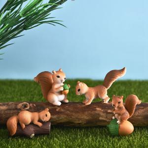 4 개/대 사랑스러운 다람쥐 가족 모델 만화 동물 입상 인형 집 케이크 홈 장식 아이 미니어처 정원 장식 Playset