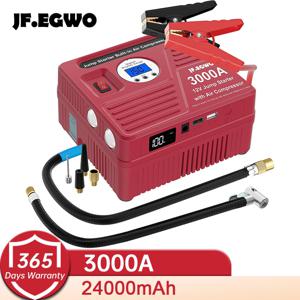 JF.EGWO 2000A 3000A 자동차 점프 스타터 장치 부스터 공기 압축기 24000mAh 보조베터리 비상 배터리 충전기 시작 12V