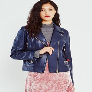 [핀블랙] Perfect Fit Lamb Skin Jacket in Navy