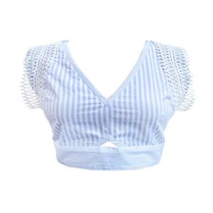 [곽현주컬렉션] CAT SERIES BLUE STRIPESLEEVELESS ZIPPER TOP