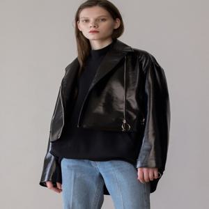 [아에르] O ring Zip Rider Jacket (Black)