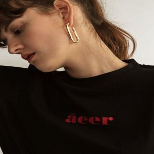 [아에르] Logo Cotton Tshirts /Black