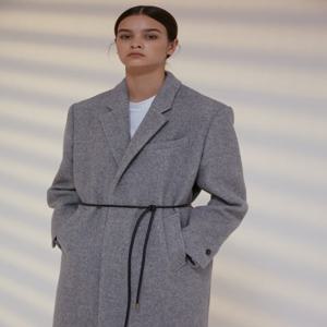 [아에르] unit | Coat Harringbone Single Wool Melange Light Gray