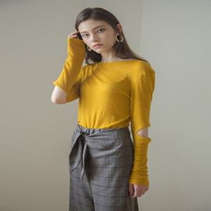 [커버스] ELBOW SLIT T-SHIRTS_MUSTARD