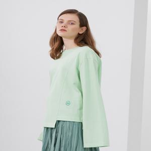 [아에르] Tshirts Logo Embro Unbalanced Mystic Green