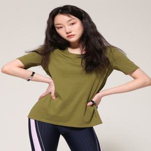 [글리제581] Silket cotton U-neck t-shirt in Khaki