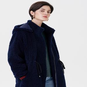 [핀블랙] HOOD STRING LONG MUSTANG COAT NAVY