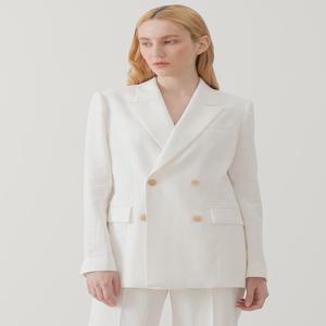 [드팜므] White Linen Double Blazer