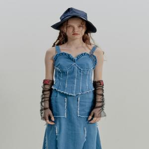 [페이크마마] WASHED DENIM BUSTIER_LIGHT BLUE