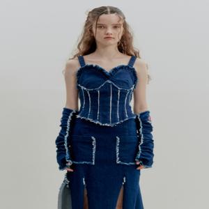 [페이크마마] WASHED DENIM BUSTIER_DEEP BLUE