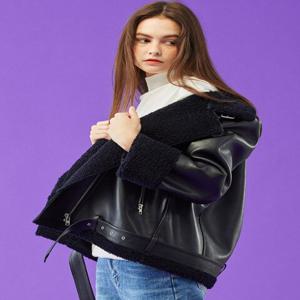 [콜릿] 오버핏 무스탕 플리스 자켓 All_Black [WOMEN]