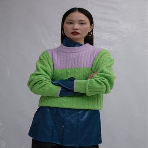 [에스미어] Square wool knit - light green
