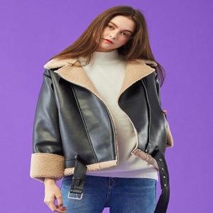 [콜릿] WOMEN 오버핏 무스탕 플리스 자켓 (Beige/Black/Khaki)