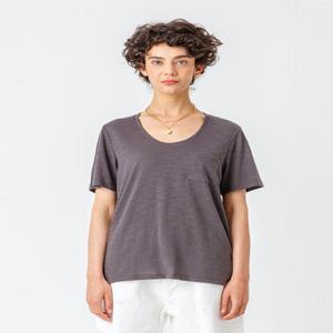 [페이지] Pocket U Neck T-shirt_Grey