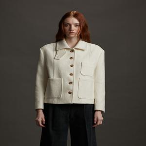 [아에르] Jacket Three Pocket Wool Alpaca Blend Ivory