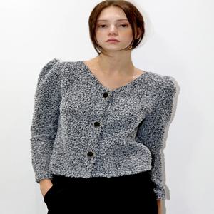 [데미지니모닉] 컬링 크롭 그레이 가디건__Curling Crop Gray CD