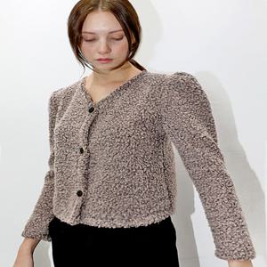 [데미지니모닉] 컬링 크롭 핑크그레이 가디건__Curling Crop Pink-Gray CD