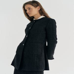 [엣드맹] Structured Tailored Tweed long Jacket (Black)