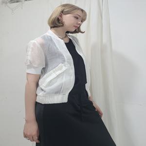 [프리톤] 시스루 집업 블루종 점퍼 -(소매길이 선택) See-through Shirring zip up jumper