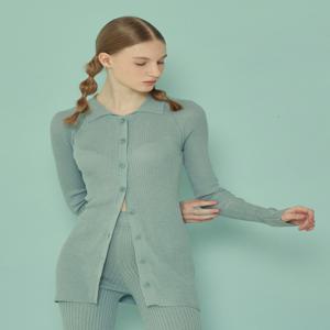 [꾸아페] LONG KNIT COLLAR CARDIGAN_Windy blue