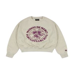 [패블러스아카이브] 우먼즈 크롭 르 리스 발포 엠보자수 맨투맨 바이올렛(FCB4TS360W)