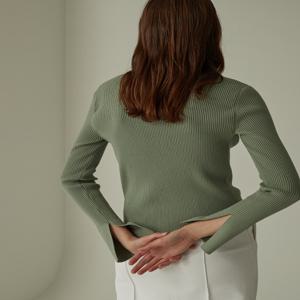 [유아네이비] Asymmetry knit Cardigan - Mint Khaki