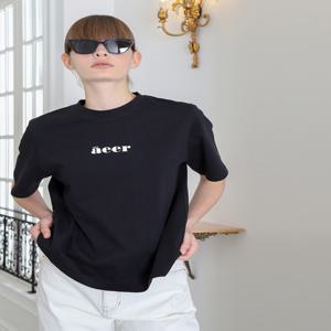 [아에르] Tshirts Iconic Logo WH Black