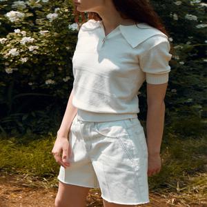[리이] SAILOR COLLAR KNITTED BLOUSE WHITE