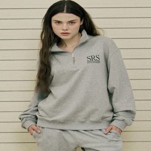 [스텝온리] SRS LOGO HALF ZIP-UP SWEATSHIRTS (MELANGE GREY)