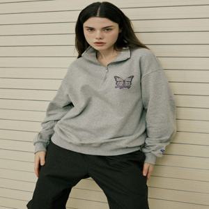 [스텝온리] BUTTERFLY HALF ZIP-UP SWEATSHIRTS (MELANGE GREY)