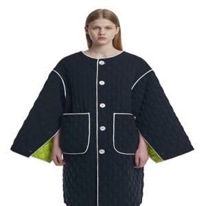 [트렁크 프로젝트] Reversible Cape Quilted Jacket_Navy/Yellow