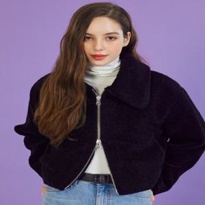 [콜릿] WOMEN 크롭 오버핏 덤블 투웨이 집업 퍼 무스탕 [Black] 양털 ver.