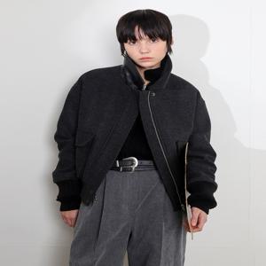 [아에르] Jacket Jumper Wide Herringbone Gray