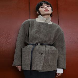 [아에르] Jacket Loose Melange Brown