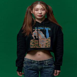 [아끌] [ARCLE X 하정우] 호랑이 크롭 후드 티셔츠_블랙