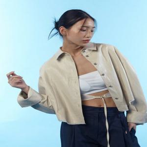 [리얼미어나더미] 페이크 레더 이너 랩 재킷 - CREAM