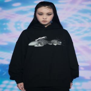 [아마듀] FUTURE BIKE 3D ARTWORK PIPING HOODIE 오버핏 후드_ZET BLACK