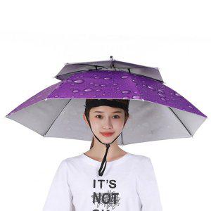 헤드캡 2단 모자우산 95cm 퍼플/머리에 쓰는 우산모자