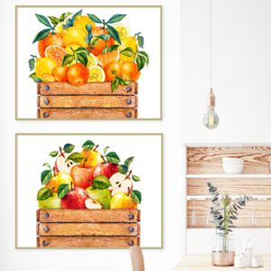 생기그림 푸른 사과 귤 오렌지 레몬 과일 그림 사진 캔버스 거실 주방 액자 2종