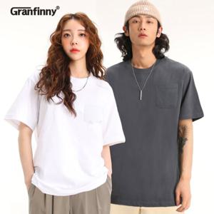 그랜피니 남녀공용 무지 포켓 반팔 티셔츠 GFBT215