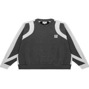 [PIGC] 여성 절개 배색 맨투맨 기모 티셔츠 다크그레이 (LFC140437)