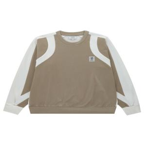 [PIGC] 여성 절개 배색 맨투맨 기모 티셔츠 라이트 베이지 (LFC140452)