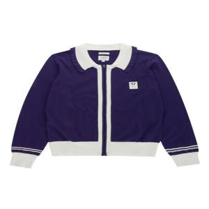 [PIGC] 여성 카라 배색 짚업 가디건 퍼플 (LFC530283)